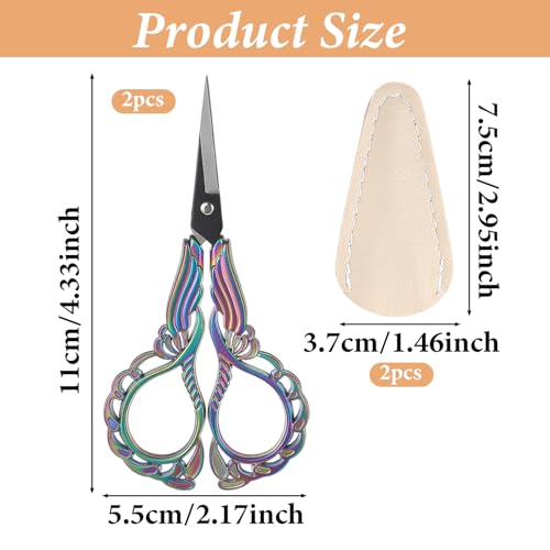 2PCS Sewing Embroidery Scissors, 4.5Inch Small Crafting Scissors