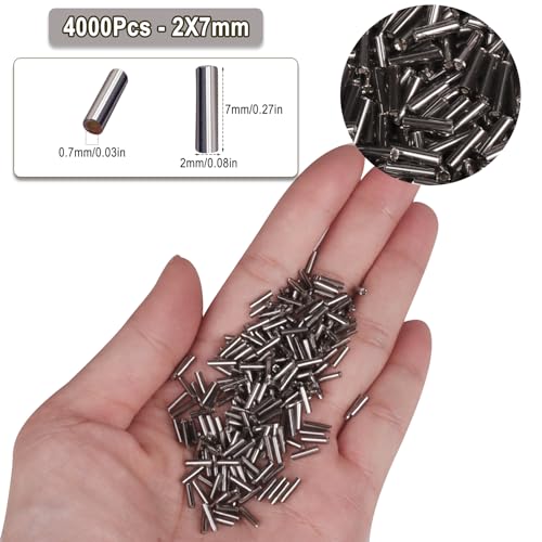 4000pcs Gray Bugle Beads Bulk -Embroidery Beads,Long Tube Bead for Jewelry Making, Bracelet Necklaces Supplies,Craft DIY(7x2mm) - color: Grey