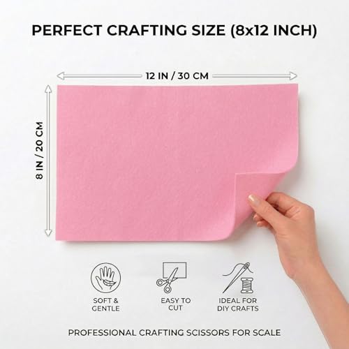 Soft Pink Felt Fabric Sheets for Crafts 8 x 12 Inch 20 Pcs 1.6mm Thick - color: Pink