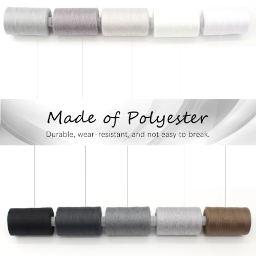 Sewing Thread 10 Color Sewing Industrial Purpose 1000 Yards Per Spool 40S/2 Polyester for DIY Sewing Machine,Embroidery Machine,Hand Sewing (Grey) - color: Grey