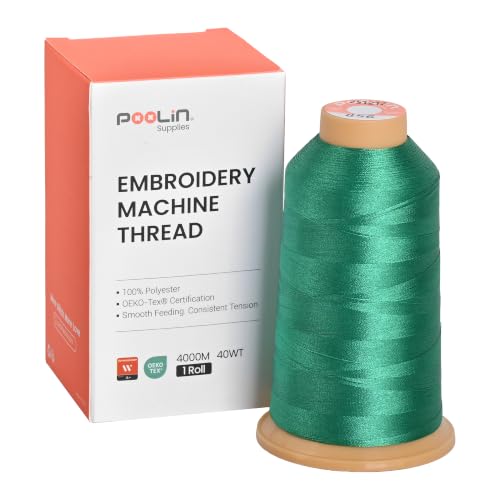 Poolin Polyester Machine Embroidery Thread 4000M 40WT Emerald Green 0856 - color: Emerald Green 0856