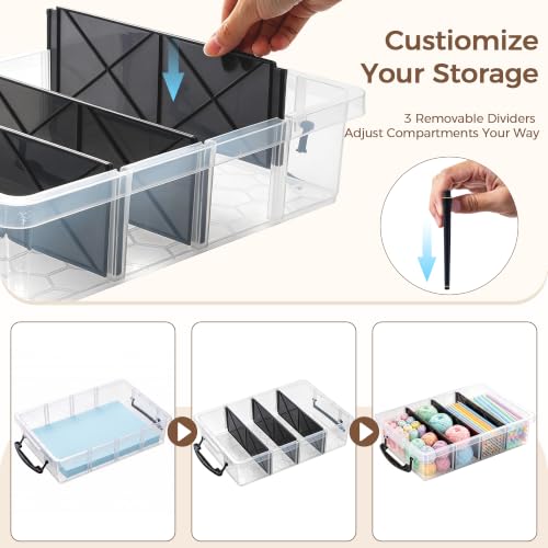 Citylife 2PC Clear Craft Organizers and Storage with 3 Removable Dividers - size: 6.4 Qt-2 Pack-D
