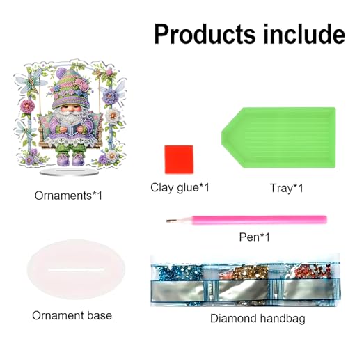 POETRYDRAW DIY Diamond Art Ornament Desktop Kit Goblin, Stand Up Acrylic Diamonds Painting Ornament for Adults, 5D Special Diamond Gem Craft Tabletop Placement Board Kit - color: Goblin