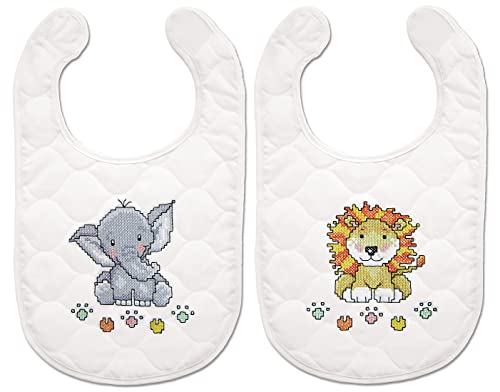 Design Works Crafts Janlynn Stamped for Cross Stitch Baby Bib Kit, in The Jungle