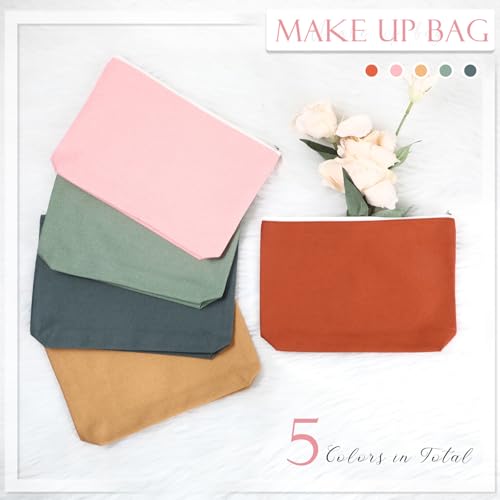Reginary 10 Pcs Canvas Makeup Bags Bulk Blank Cosmetic Bags,Boho Color - color: Boho