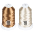 Simthread 2Pk 5500Y 40WT Polyester Embroidery Thread Brown323 Beige843 - color: Natural Duo(LightBrown+Beige)
