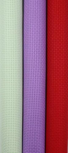 KCS 3 pc of 15" x 18"(38cmx45cm) 11 Count Cross Stitch Cotton Aida Cloth Needlework Rolled Fabric Box,11CT,Light Green+Lavender+Red - color: Light Green+lavender+red, size: 11CT