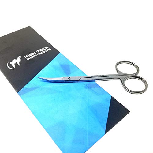 HTI BRAND Iris Micro Dissection Lab Sharp Scissors, Curved, 4.5" (11.43cm) Fine Point , Stainless Steel (Pack of 3) - style: Pack of 3