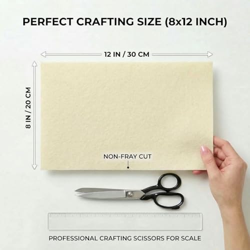 Ivory Felt Fabric Sheets Stiff 20 Pcs 8" X 12" 1mm Thick - color: Ivory
