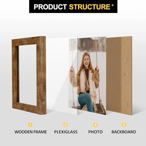 TOFOREVO 4x6 Picture Frames Set of 2, Rustic Brown - color: Rustic Wood, size: 4x6