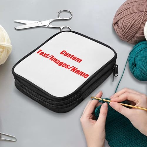 Kathyboom Crochet Hook Case, Custom Organizer Zipper Bag with Web Pockets for Various Crochet Needles and Knitting Accessories,Easy Carry - color: Custom