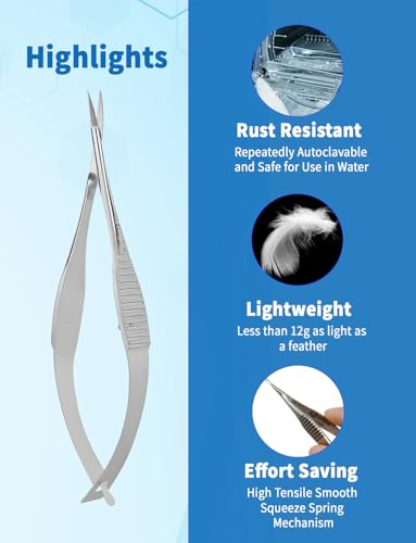 RWD VANNAS Micro Spring Scissors, 3.2" Curved Fan Tip (S11037-08) - size: Fan Curved Tip-S11037-08