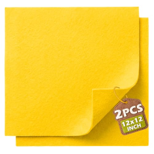 Gold Yellow Soft Felt Sheets for Crafts, 12" x 12", 1.6mm Thick, 2 Pcs - color: Gold Yellow