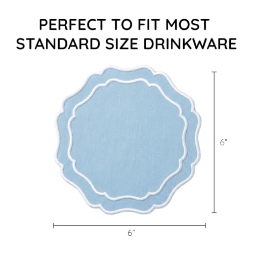 Linen Coasters for Drinks, Set of 6, 6 inch, Sky Blue - color: 1253 - Sky Blue, size: 6 inches