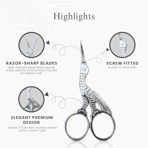 Stork Embroidery Scissors, 3.5 Inch, High Carbon Stainless Steel