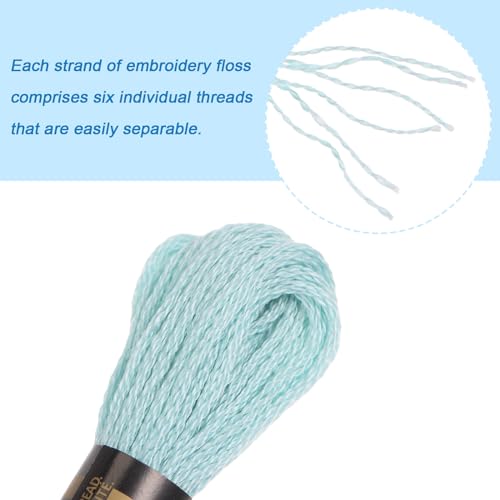 HARFINGTON 24 Skeins Embroidery Floss 8m Each Egyptian Long Fiber Cotton Cross Stitch Thread 26S/2x6 for Embroidery Projects Bracelet, Lake Blue - color: Lake Blue