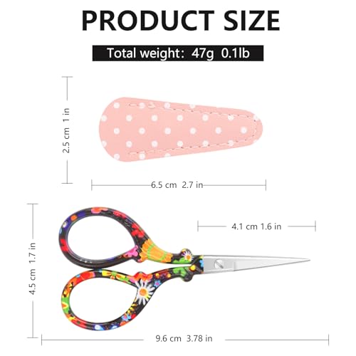 Asdirne Embroidery Scissors, Small Sewing Scissors with Leather Cover, Premium Stainless Steel, Suitable for Embroidery, Needlework, Sewing, DIY Crafts and Daily Use，2 Pack