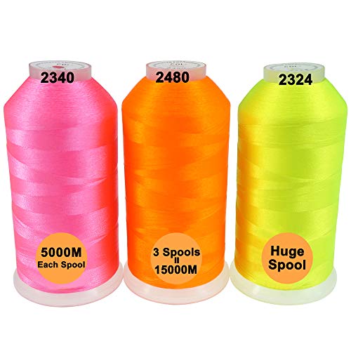New brothread Huge Spools Embroidery Machine Thread -Neon Colors 1 - color: 3xNEON COLOR 1
