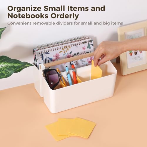 Lnrueg 3 PCS Craft Caddies with Handle,9.8'' x 7.1'' x 5.9'' Caddy Organizer With Handle, Divided Baskets for Pencil Caddy、marker caddy、art bin, Diaper Organizer Caddy with Detachable Dividers