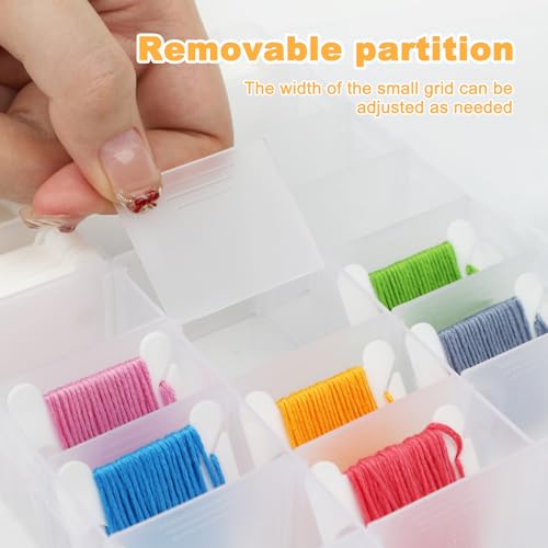 2 Sets Embroidery Floss Organizer, 400 Pcs White Floss Bobbins with 2 Pcs Bobbin Winders and 2 Number Stickers, Plastic Embroidery Thread Organizer, Cross Stitch Thread Storage for DIY Sewing Craft