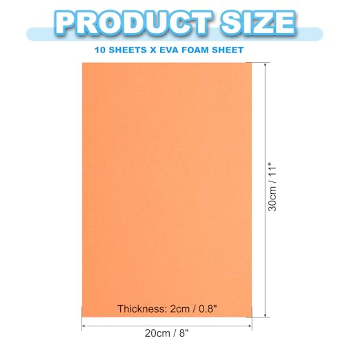PATIKIL EVA Foam Sheet 10Pcs 12x8 Inch 2mm Thick Orange - color: Orange