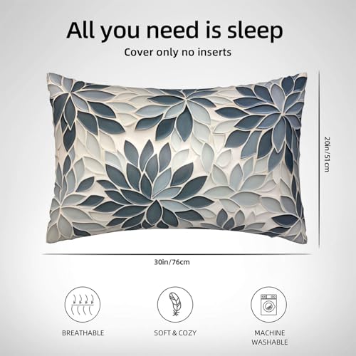 Satin Pillowcase for Hair and Skin Abstract Modern Blue-Gray Floral Super Soft and Cooling Similar to Silk Pillow Case 1 Pack with Hidden Zipper Silky Soft Zippered Satin Pillowcase20 x30 - color: Abstract Modern Blue-gray Floral