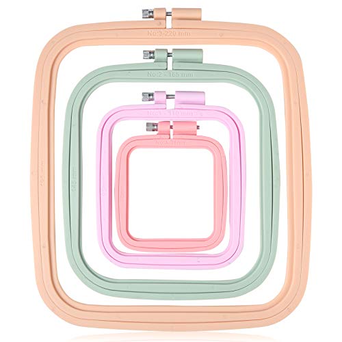 Pllieay 4 Pieces 4 Sizes Square Embroidery Hoops - style: Square - 3", 4.3", 6.5", 8.7"