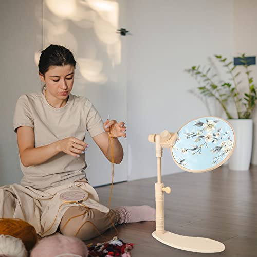 PATIKIL Adjustable Embroidery Hoop Stand, Beech Wood Cross Stitch Hoop Holder Hands-Free Embroidery Frame Stand for Sewing Arts Crafts Needlework