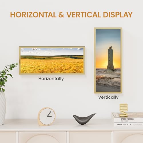 6x14 Aluminum Metal Picture Frame,Tempered Glass Gold Photo Frame 6x14 for Family Photo,Posters,Art,Document to Wall Mount Horizontally or Vertically - size: 6x14