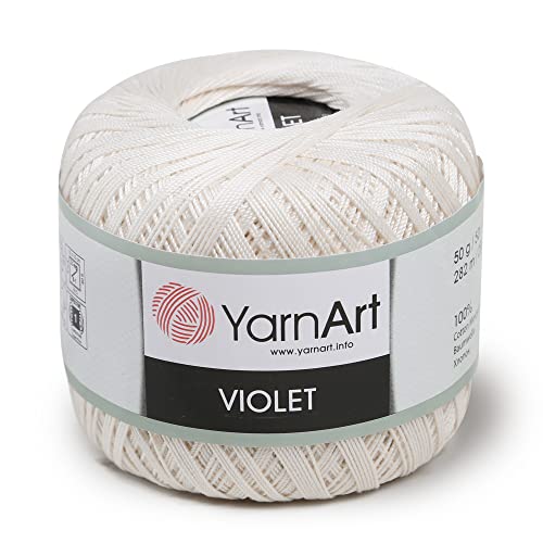 Yarn Art 1 Skein YarnArt Violet,100 Mercerized Cotton Yarn Threads Crochet Lace Hand Knitting Yarn Embroidery Arts Crafts (Beige 6194) - color: 6194