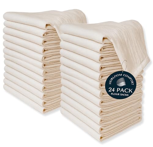 Flour Sack Towels 24 Pack Oversized, 18"x28", 100% Cotton, Prewashed Soft, Lightweight Dish Towel for Baking, Wrapping Bread, Drying, Embroidery Projects - Natural - color: Natural, size: 18" x 28" - 24 Pack