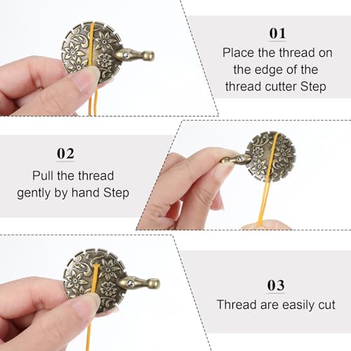 3 PCS Yarn Cutter Pendant Antique Gold Silver Metal Pendant Thread Cutters Floss Round Yarn Cutter Tool Round Shape for DIY Sewing Tools Knitting Supplies