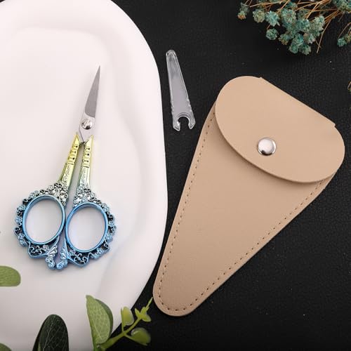 Sewing Embroidery Scissors, Sharp Thread Shears with Cover - color: Blue