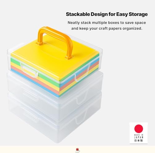 JapanBargain, Japanese Origami Paper Storage Box, Fits 6-inch Folding Paper up to 400 Sheets, Clear Plastic Craft Organizer for Cardstock, Stamps, Sewing Kit Tools, Made in Japan