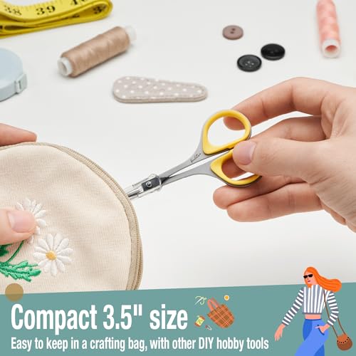 Beaditive Sewing and Embroidery Scissors Set (2 pcs) Curved and Straight, Sharp, Stainless-Steel Design | Precision Tips, Ergonomic Rubber Handle Grip | Small, Compact DIY Use (Extra Sharp) - color: Extra Sharp