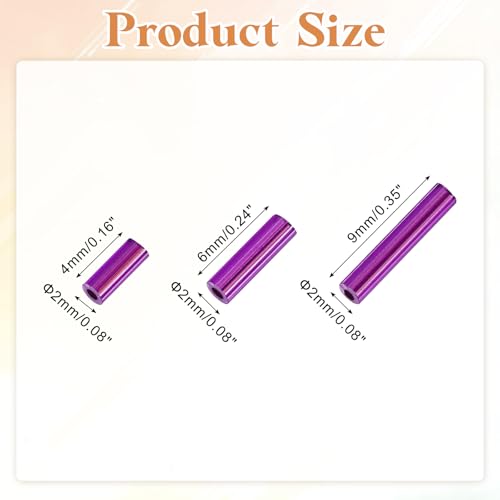 MECCANIXITY 2000pcs Glass Bugle Beads 4/6/9mm Long Tube Cylinder Beads - color: Dark Purple