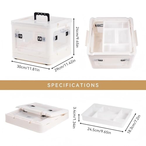 2-Tier Medicine Organizer - 22qt Plastic Foldable Storage Box with Handle - color: Foldable-22qt