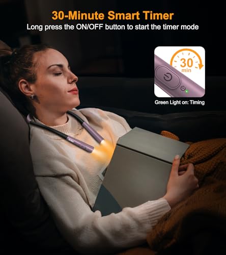Gritin Book Light, Eye Caring 4-Color&5-Brightness Neck Light Reading Light - color: Midnight Purple, size: Upgraded