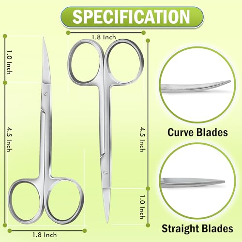 POSHOME Precision Embroidery Scissors Set – Curved & Straight Fine Tip Stainless Steel Snips for Cross-Stitch, Needlework, Thread Cutting & Craft Detail Work - style: Curved & Straight