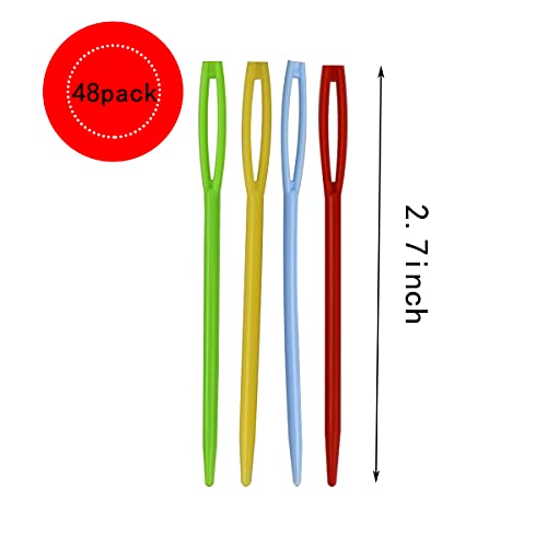 48pcs 2.7 "Large Eye Plastic Sewing Needles Yarn Needles