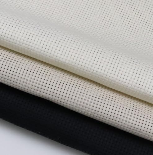KCS 3 pc of 15" x 18"(38cmx45cm) 11 Count Cross Stitch Cotton Aida Cloth Needlework Rolled Fabric Box,11CT,Antique White+Pearl Grey+Black - color: Antique White+pearl Grey+black, size: 11CT