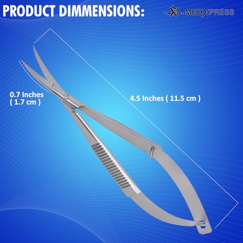 Micro Scissors 4.5" Curved Stainless Steel Embroidery Scissors Extra Sharp Applique Scissor Stitch Cutting for Eyebrow Trimming scissor for Grooming Sewing Arts & Craft Spring scissor.