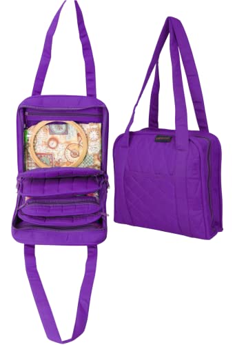 Yazzii Oval Craft Organizer Bag - Portable Organizer - Arts & Crafts Storage Bag Organizer - Multipurpose Storage Organizer for Quilting, Needlework, Knitting, Sewing, Applique & Jewelry - color: Purple