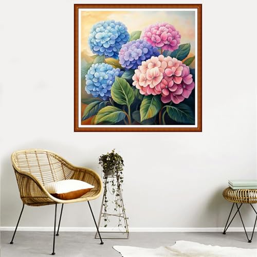 Redxing Counted Cross Stitch Kit for Beginners,Unprinted Needlepoint Kits for Beginners Cross Stitching Embroidery Kit 11CT Stitches kit-Magical Flowers 18x18 inch - color: SetColor14