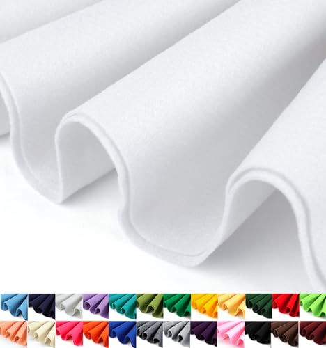 Barcelonetta | Felt Fabric | 72" Wide | 1.6mm Thick | Acrylic & Soft | Felt by the Yard | Felt for DIY Crafts, Projects, Sewing (White, 1 Yard) - color: White, size: 1 Yard