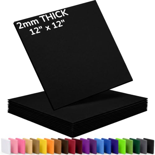2mm Stiff Felt Sheets 12" X 12" (10 Pack, Black) - color: Black