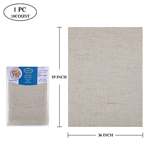 Aida Cloth Big Size 18 Count, Light Oatmeal Cross Stitch Fabric, 59 inch by 36 inch (59 inch by 1 Yard) - color: Light Oatmeal, size: 59" x 36"