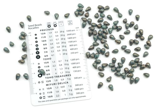 Czech 100-Piece Glass Beads, Small 4x6mm, Teardrop Paque Turqouise Violet Luster - color: Small - Turquoise Violet