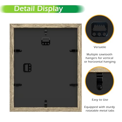 FrameWorks 8x10 Driftwood Wooden Shadow Box Frame – Soft Felt Back, Tempered Glass, and Included Elegant White Ball Push Pins - color: Natural, size: 8"x10"