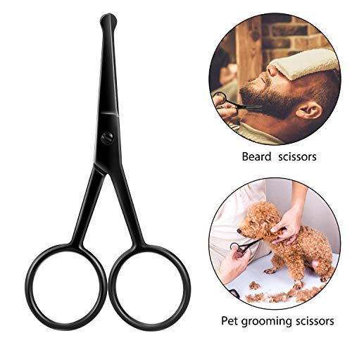Mudder 3 Pcs Nose Hair Scissors Facial Hair Rounded Tip Scissors, Black - color: Black